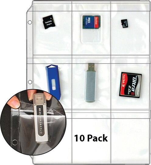 Plastic Pages - Memory (SD) Cards and Flash Drives - Top Load with Flaps - for 3-Ring Binders, Size: 10 pack | Michaels Plastic Pages - Memory (SD) Cards and Flash Drives - Top Load with Flaps - for 3-Ring Binders, Size: 10 pack | Michaels
